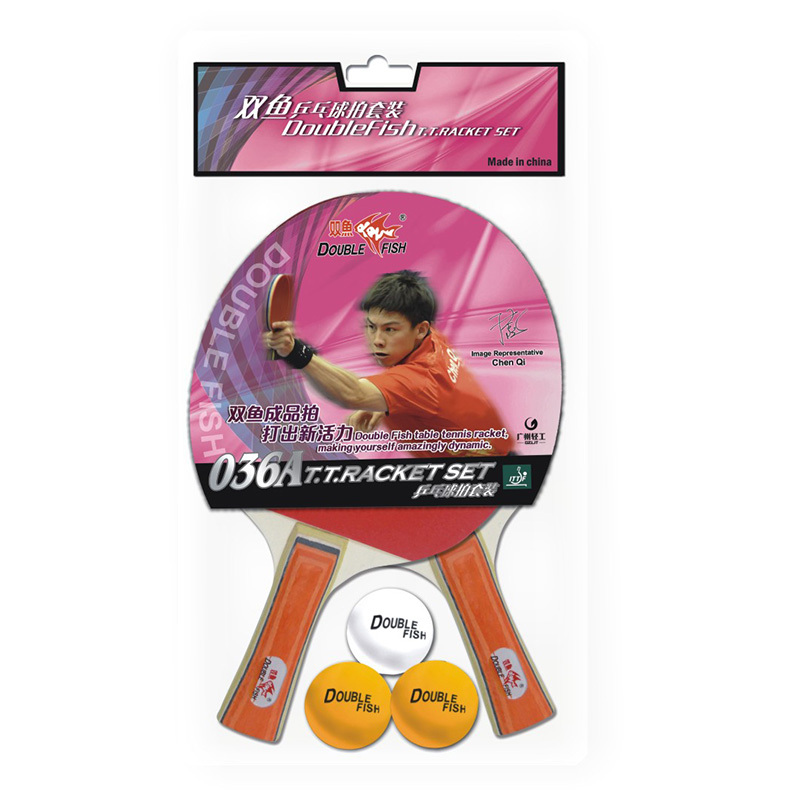Table tennis bats/Ping Pong Racket - DOUBLE FISH 136 - 2 RACKETS 3 BALLS