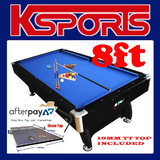 PUB SIZE 8FT POOL SNOOKER BILLIARD TABLE BLUE/BLACK WITH 19mm TABLE TENNIS TOP