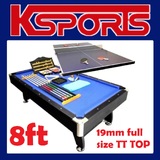 8FT PUB SIZE POOL TABLE SNOOKER BILLIARD TABLE WITH FULL SIZE TABLE TENNIS TOP 