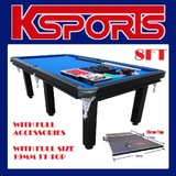 PICK UP - POOL TABLE 8FT SNOOKER BILLIARD TABLE  25mm TABLE TOP - WITH FULL SIZE TABLE TENNIS TOP