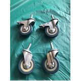 Metal Rubber Wheels 75mm - Able to Brake - 4 Per Set