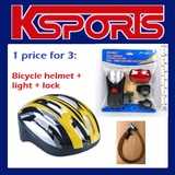 BICYCLE HELMET MOUNTAIN BIKE HELMET  + LIGHT WHITE LED HEAD LIGHT + LOCK - ONE PRICE INCLUDING ALL