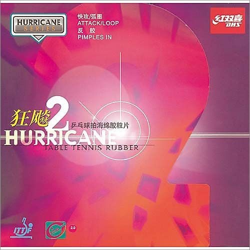 DHS Hurricane 2 Table Tennis Rubber - Attack/Loop [Colour: Red]
