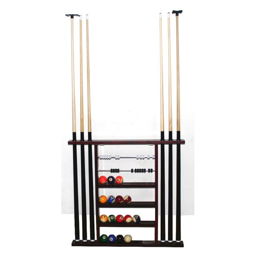 POOL TABLE 3 IN 1 WALL MOUNTED CUE & BALL RACK *WOODEN* ! NEW !