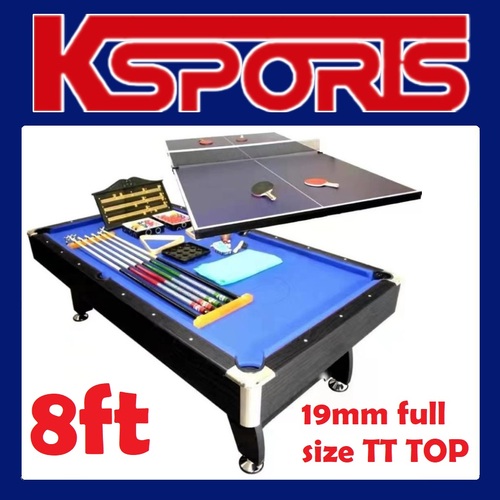 8FT PUB SIZE POOL TABLE SNOOKER BILLIARD TABLE 25MM TABLE TOP WITH FULL SIZE TABLE TENNIS TOP 